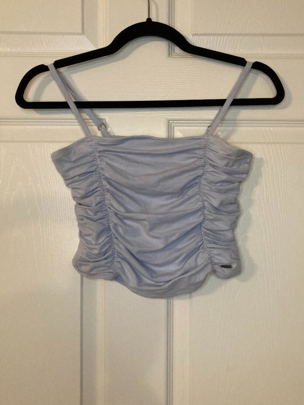 Hollister Women's Light Blue Cropped Ruched Camisole Top - Size M